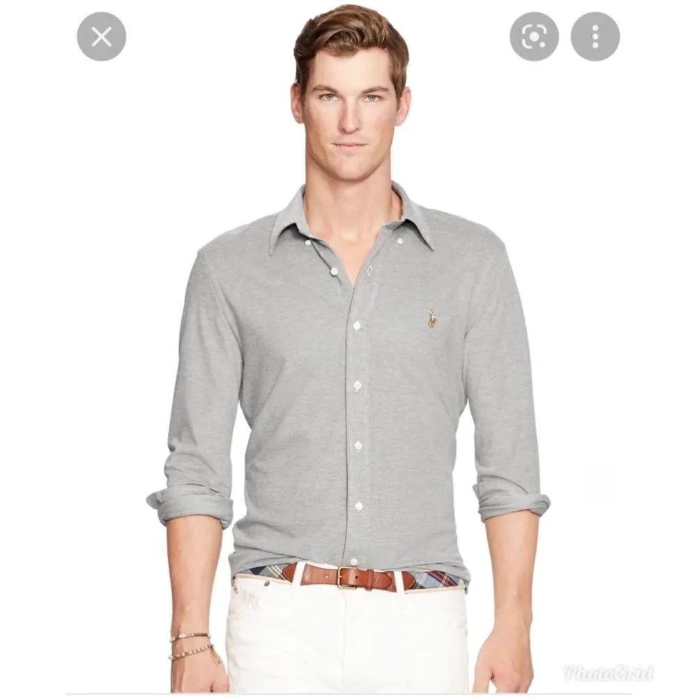 Polo Ralph Lauren Classic Fit Knit Dress Shirt Charcoal